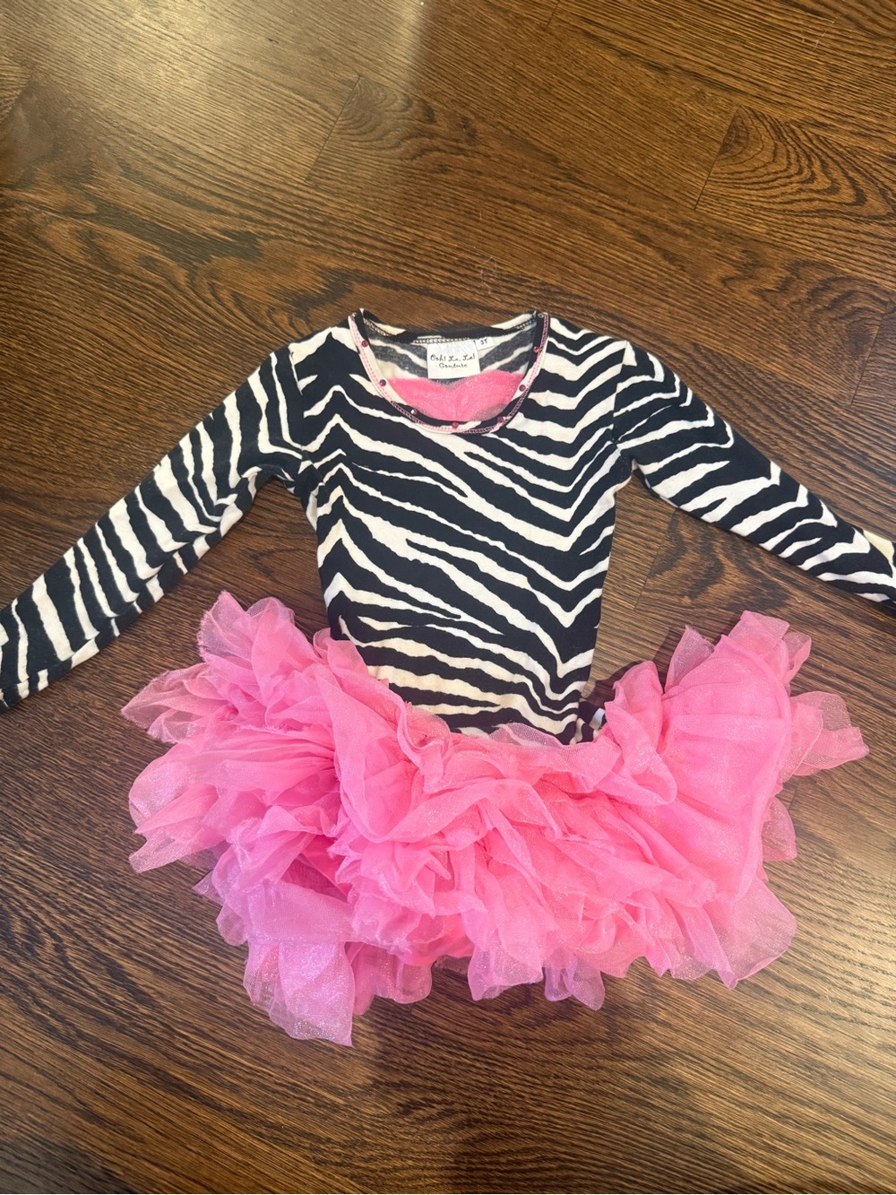 Ooh! La, La! Couture Zebra Print Bodysuit with Hot Pink Tulle Tutu